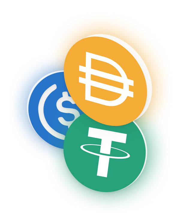 The three biggest stablecoins by market cap: Dai, USDC, and Tether.