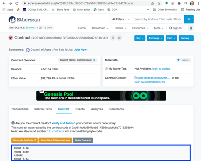 Opcode View from Etherscan